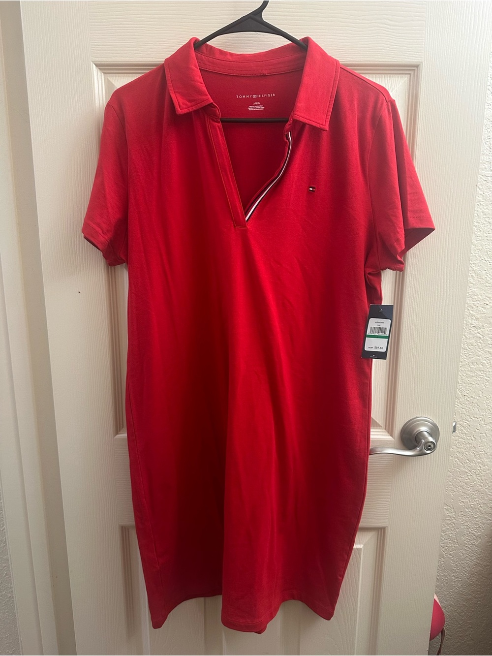 Tommy Hilfiger Red Polo Midi Dress with Signature Trim